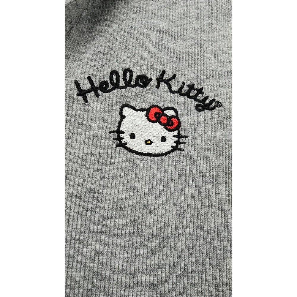 Hello Kitty Ribbed Collared Bodycon Mini Dress Gray Coquette Y2K Kawaii Sanrio M - Picture 6 of 10